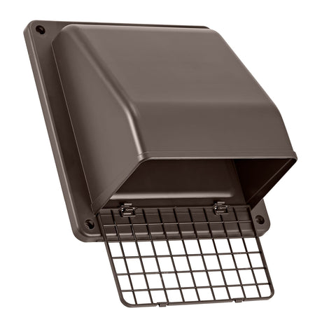 Lambro 6-In. Plastic Wall Exhaust or Air Intake Vent with Hinged Screen, Removable Damper, and 1.25-In. Collar, 3510, Brown