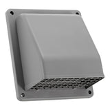 Lambro 6-In. Plastic Wall Exhaust or Air Intake Vent with Hinged Screen, Removable Damper, and 1.25-In. Collar, 3510, Gray