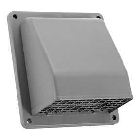 Lambro 6-In. Plastic Wall Exhaust or Air Intake Vent with Hinged Screen, Removable Damper, and 1.25-In. Collar, 3510, Gray