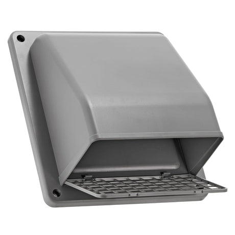 Lambro 6-In. Plastic Wall Exhaust or Air Intake Vent with Hinged Screen, Removable Damper, and 1.25-In. Collar, 3510, Gray