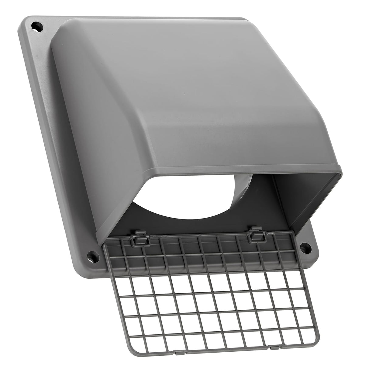 Lambro 6-In. Plastic Wall Exhaust or Air Intake Vent with Hinged Screen, Removable Damper, and 1.25-In. Collar, 3510, Gray