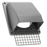 Lambro 6-In. Plastic Wall Exhaust or Air Intake Vent with Hinged Screen, Removable Damper, and 1.25-In. Collar, 3510, Gray