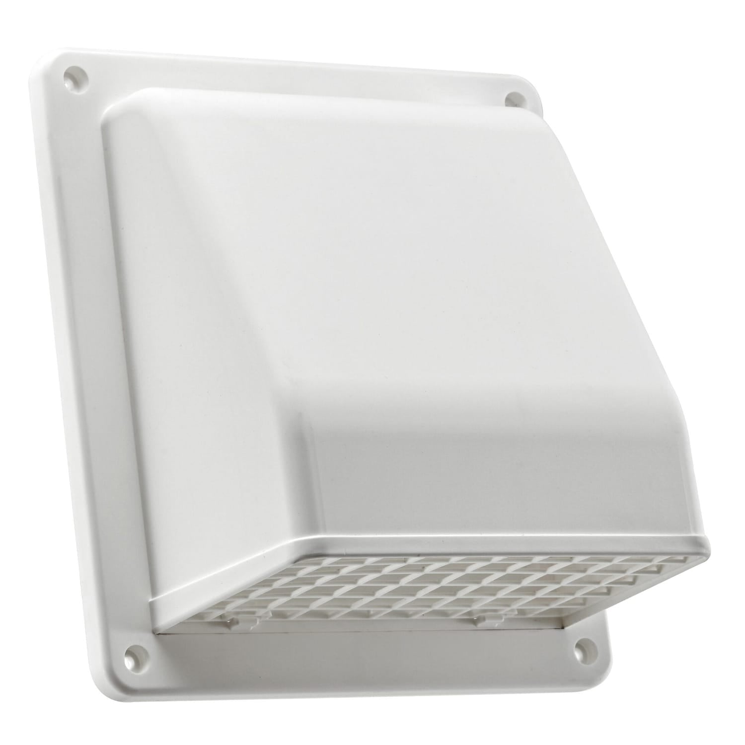 Lambro 6-In. Plastic Wall Exhaust or Air Intake Vent with Hinged Screen, Removable Damper, and 1.25-In. Collar, 3510, White
