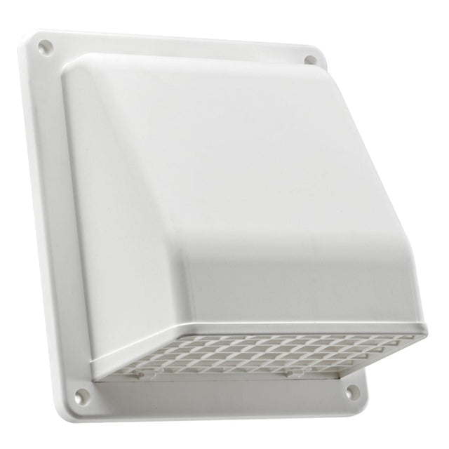 Lambro 6-In. Plastic Wall Exhaust or Air Intake Vent with Hinged Screen, Removable Damper, and 1.25-In. Collar, 3510, White