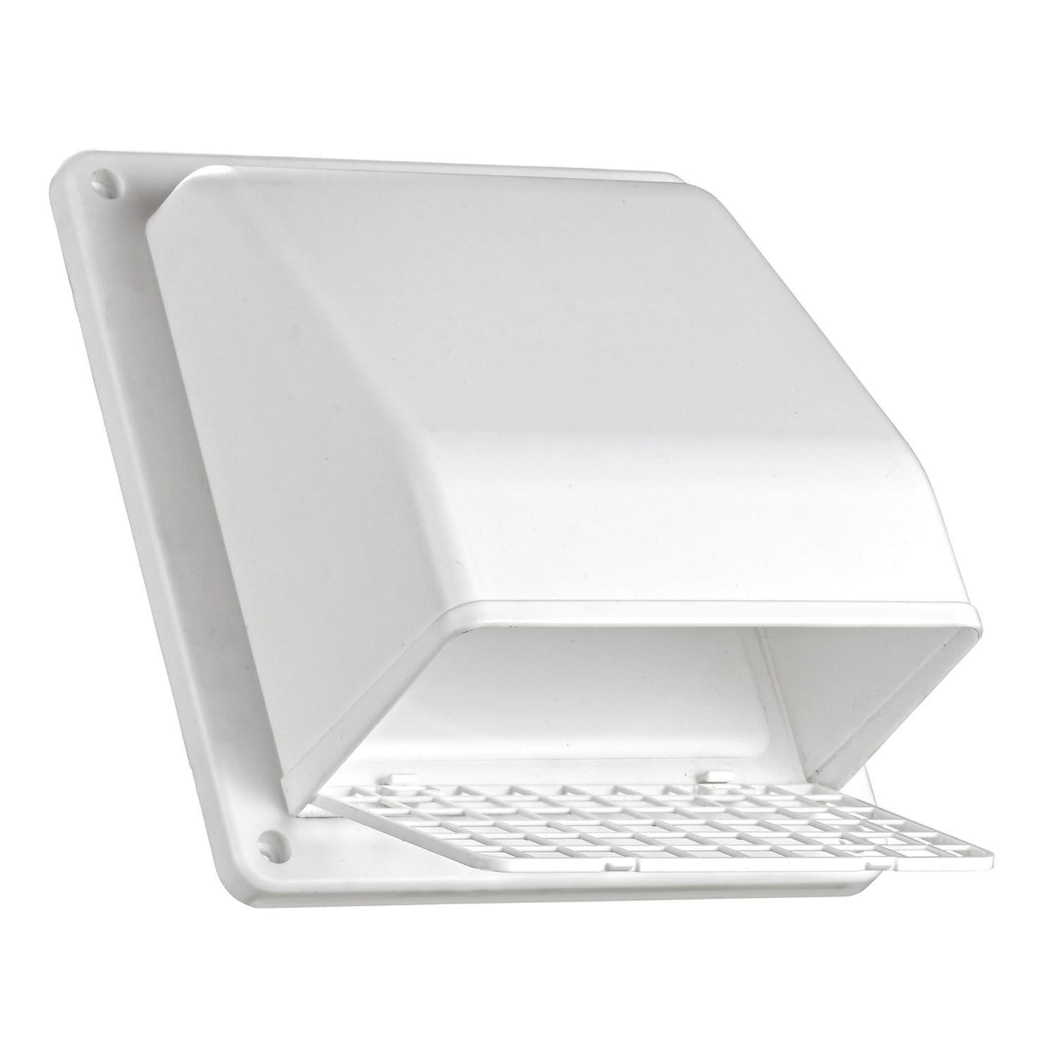Lambro 6-In. Plastic Wall Exhaust or Air Intake Vent with Hinged Screen, Removable Damper, and 1.25-In. Collar, 3510, White