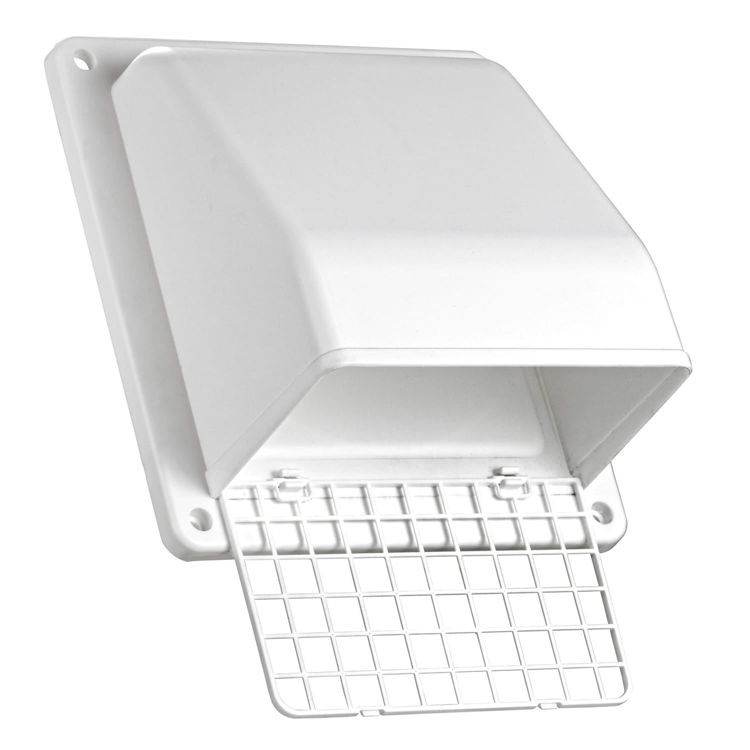 Lambro 6-In. Plastic Wall Exhaust or Air Intake Vent with Hinged Screen, Removable Damper, and 1.25-In. Collar, 3510, White