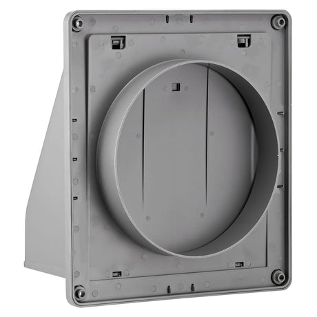 Lambro 8-In. Plastic Wall Exhaust or Air Intake Vent with Hinged Screen and Removable Damper, Gray, 389G