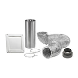 Lambro 4" Bath Fan Exhaust Through-the-Wall Vent Kit with Single Flap Vent, 8-Ft. UL 181 Foil Flex Duct, and 11" Aluminum Snap-Lock Tail Pipe, 481UL