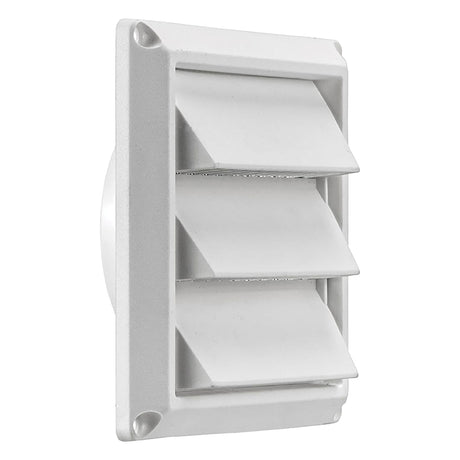 Lambro 4-In. White Plastic Air Intake Louver Vent with Removable Screen
