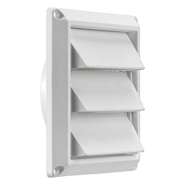 Lambro 4-In. White Plastic Air Intake Louver Vent with Removable Screen