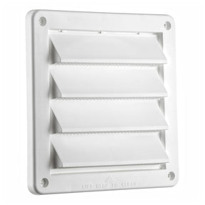 Lambro 6-In. White Plastic Fresh Air Intake Vent with Rain Guard and Removable Screen, White, 606W