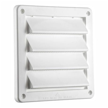 Lambro 6-In. White Plastic Fresh Air Intake Vent with Rain Guard and Removable Screen, White, 606W