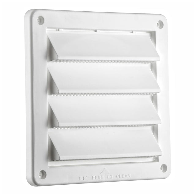 Lambro 6-In. White Plastic Fresh Air Intake Vent with Rain Guard and Removable Screen, White, 606W