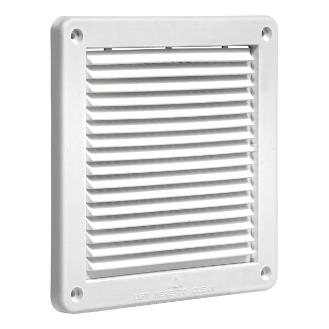 Lambro 6-In. White Plastic Fresh Air Intake Vent with Mini Louvers and Removable Screen, White, 606W-ML