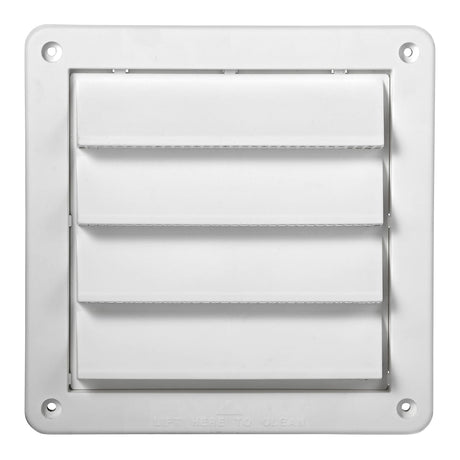 Lambro 6-In. White Plastic Fresh Air Intake Vent with Rain Guard and Removable Screen, White, 606W