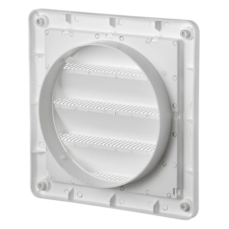 Lambro 6-In. White Plastic Fresh Air Intake Vent with Rain Guard and Removable Screen, White, 606W