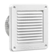 Lambro 4-In. White Plastic Fresh Air Intake Vent with Mini Louvers, Removable Screen, and 3-In. Aluminum Pipe, White, 674W-ML