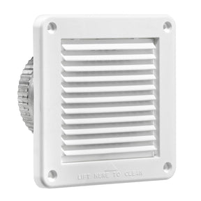 Lambro 4-In. White Plastic Fresh Air Intake Vent with Mini Louvers, Removable Screen, and 3-In. Aluminum Pipe, White, 674W-ML