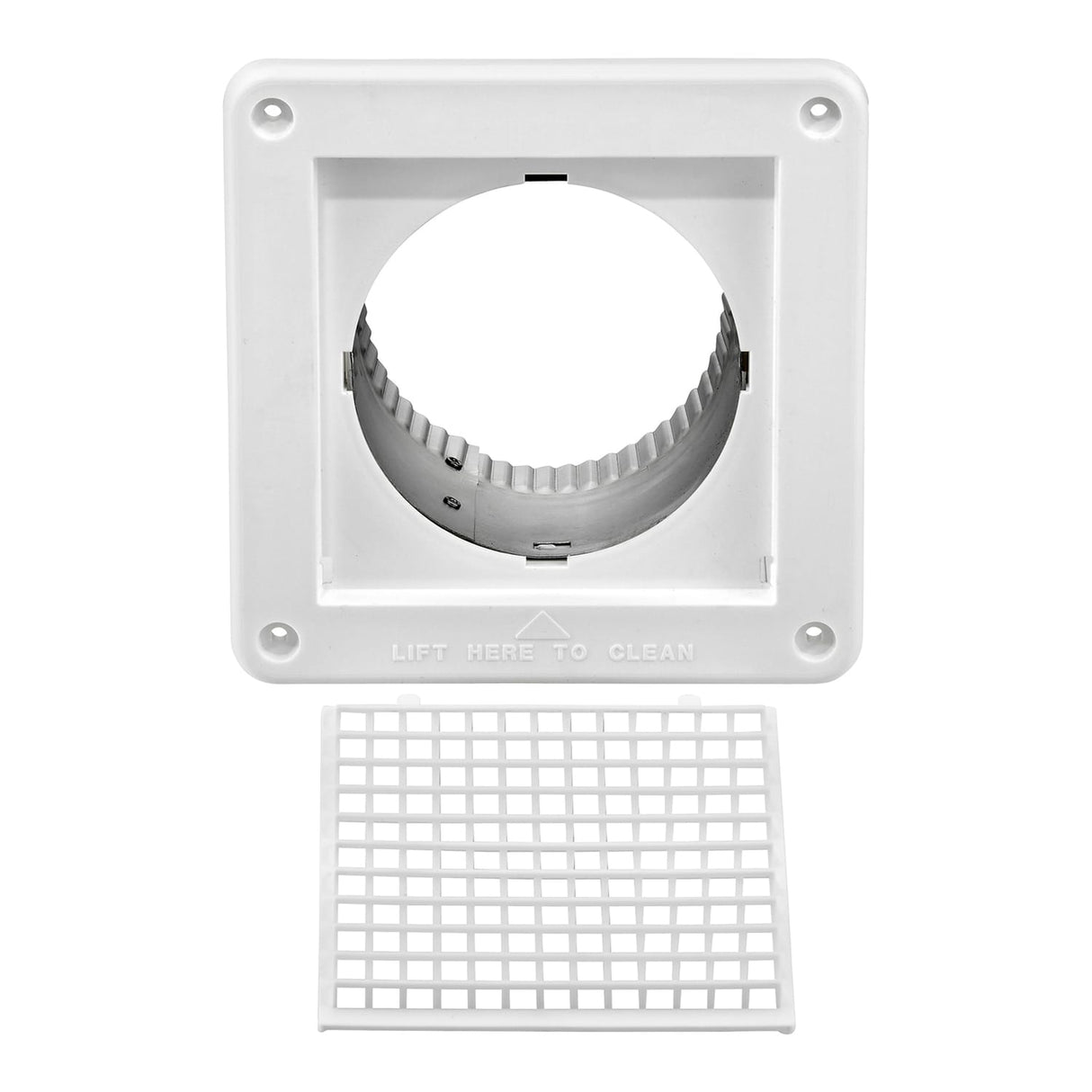 Lambro 4-In. White Plastic Fresh Air Intake Vent with Mini Louvers, Removable Screen, and 3-In. Aluminum Pipe, White, 674W-ML