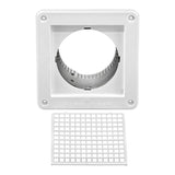 Lambro 4-In. White Plastic Fresh Air Intake Vent with Mini Louvers, Removable Screen, and 3-In. Aluminum Pipe, White, 674W-ML