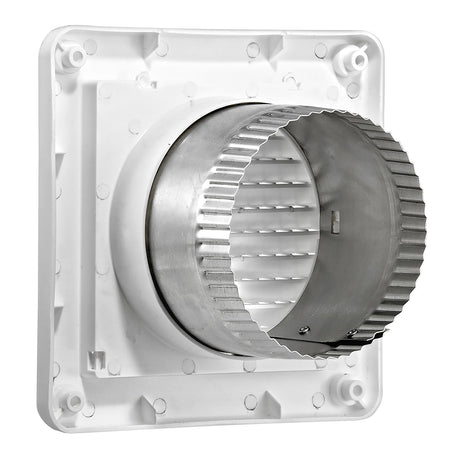 Lambro 4-In. White Plastic Fresh Air Intake Vent with Mini Louvers, Removable Screen, and 3-In. Aluminum Pipe, White, 674W-ML
