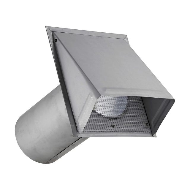Lambro 8-In., 26-Gauge Paint-Grade Steel Fresh Air Intake Vent with Wire Mesh Screen and 11-In. Pipe, EC-3480GNDMS-11-PG