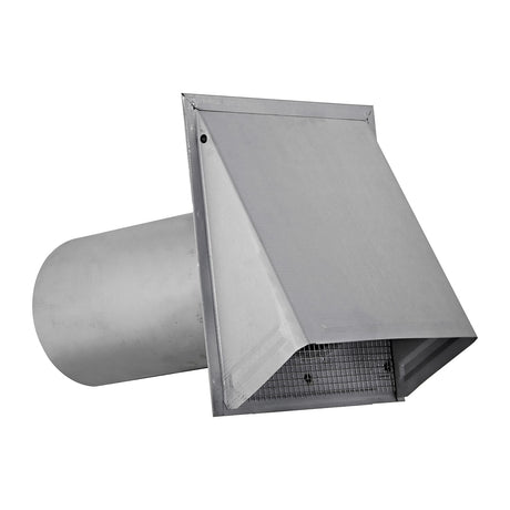 Lambro 8-In., 26-Gauge Paint-Grade Steel Fresh Air Intake Vent with Wire Mesh Screen and 11-In. Pipe, EC-3480GNDMS-11-PG