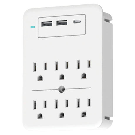 Ciao Tech 6-AC Outlet 3-USB Port 300-Joules Surge Protector Wall Tap, CPA5V00-072