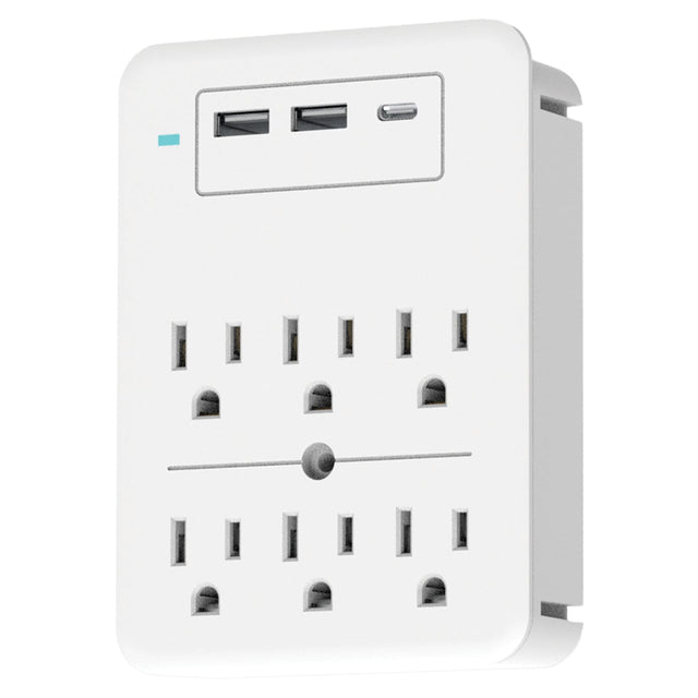 Ciao Tech 6-AC Outlet 3-USB Port 300-Joules Surge Protector Wall Tap, CPA5V00-072