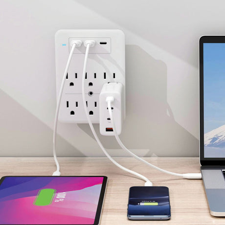 Ciao Tech 6-AC Outlet 3-USB Port 300-Joules Surge Protector Wall Tap, CPA5V00-072