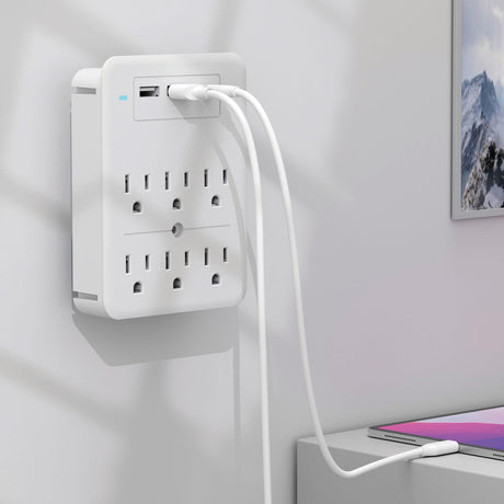 Ciao Tech 6-AC Outlet 3-USB Port 300-Joules Surge Protector Wall Tap, CPA5V00-072