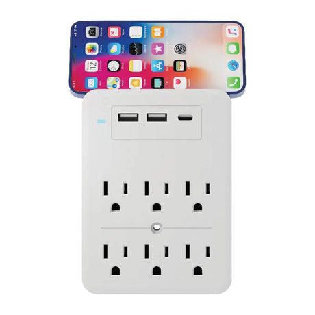 Ciao Tech 6-AC Outlet 3-USB Port 300-Joules Surge Protector Wall Tap, CPA5V00-072