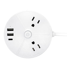 Ciao Tech 2-AC Outlet 3-USB Port 300 Joules Surge Protector Power Strip, 5-Ft. Cord with Straight Plug, CPAT500-050