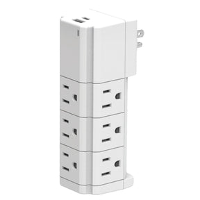 Ciao Tech 9-AC Swiveling Outlet and 2-USB Port 540-Joules Surge Protector Wall Tap, CPAT900-067