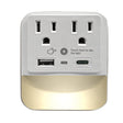 Ciao Tech 2-AC Outlet and 2-USB Port 300-Joules Travel Charger Surge Protector Wall Tap with LED Night-Light, CPATU00-066