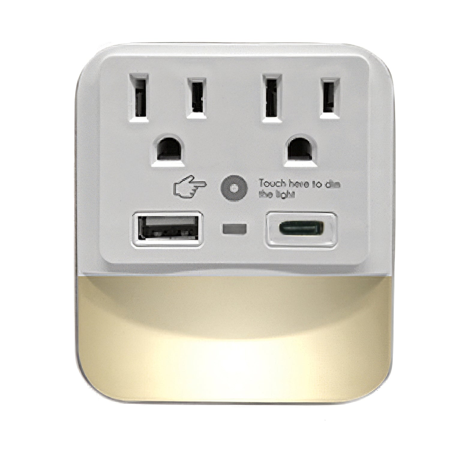 Ciao Tech 2-AC Outlet and 2-USB Port 300-Joules Travel Charger Surge Protector Wall Tap with LED Night-Light, CPATU00-066