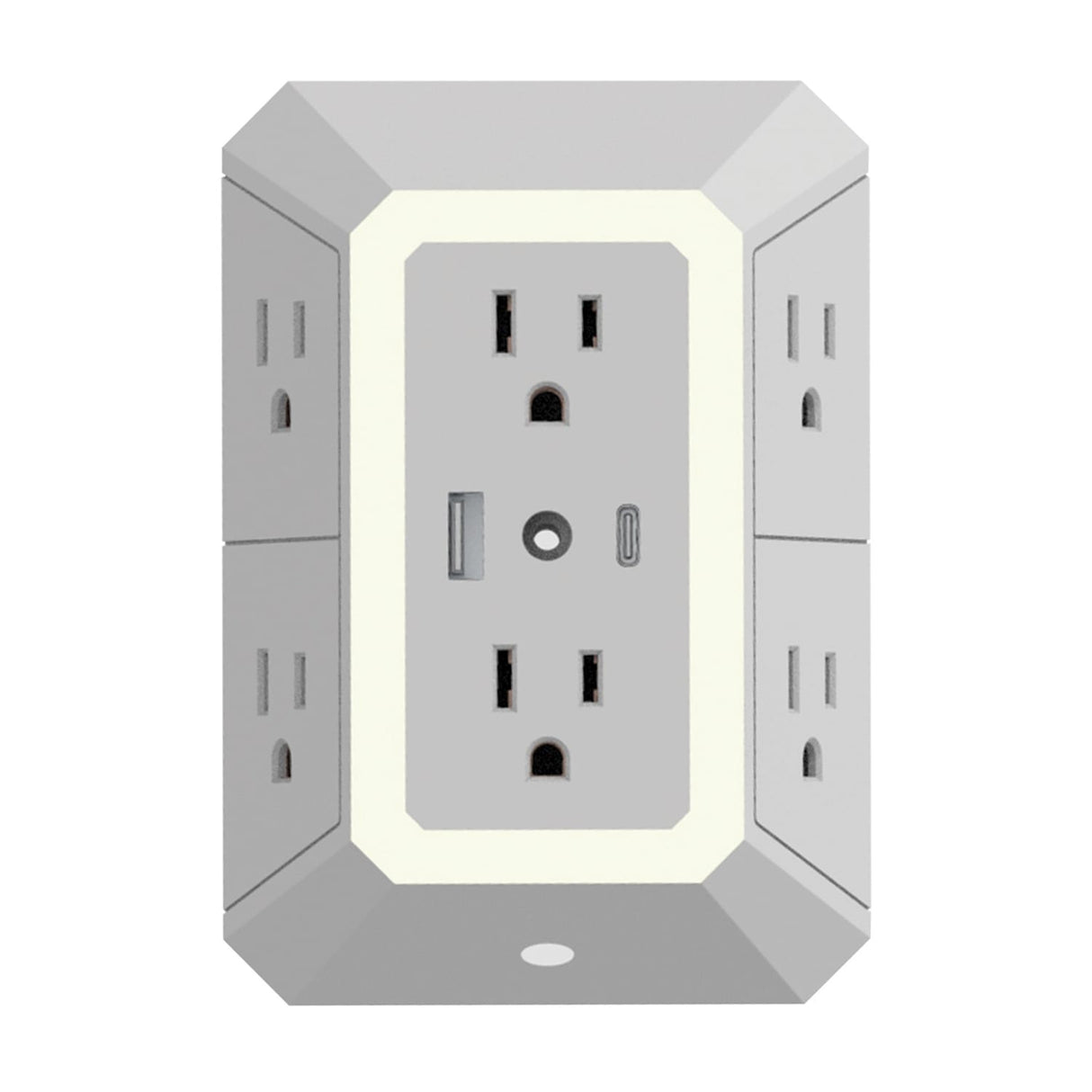 Ciao Tech 6-AC Outlet and 2-USB Port 540-Joules Surge Protector Wall Tap with Adjustable LED Night-Light, CPAZY00-026