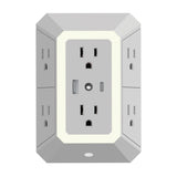 Ciao Tech 6-AC Outlet and 2-USB Port 540-Joules Surge Protector Wall Tap with Adjustable LED Night-Light, CPAZY00-026
