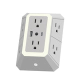 Ciao Tech 6-AC Outlet and 2-USB Port 540-Joules Surge Protector Wall Tap with Adjustable LED Night-Light, CPAZY00-026