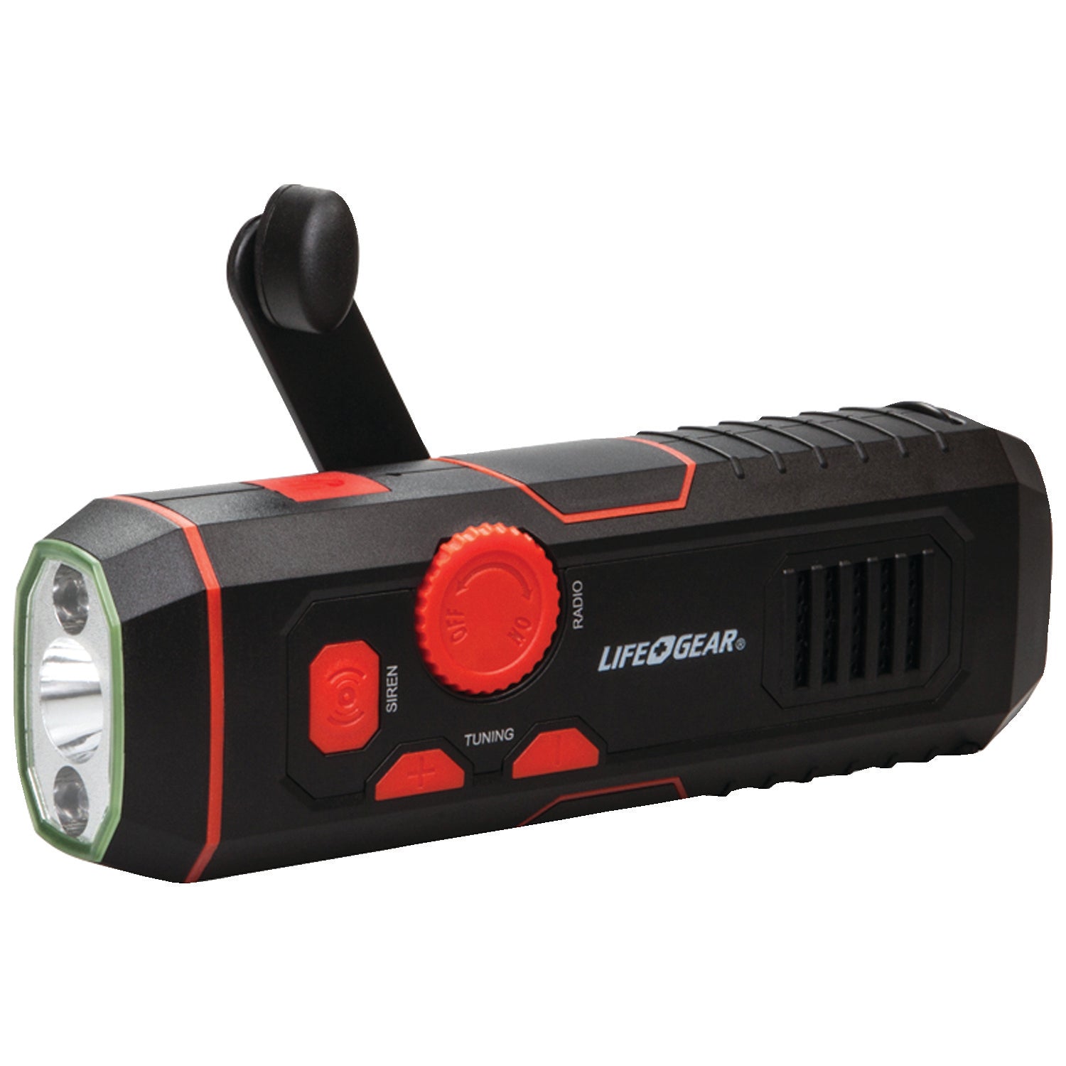 LifeGear 100-Lumen Stormproof USB Crank Flashlight and Radio