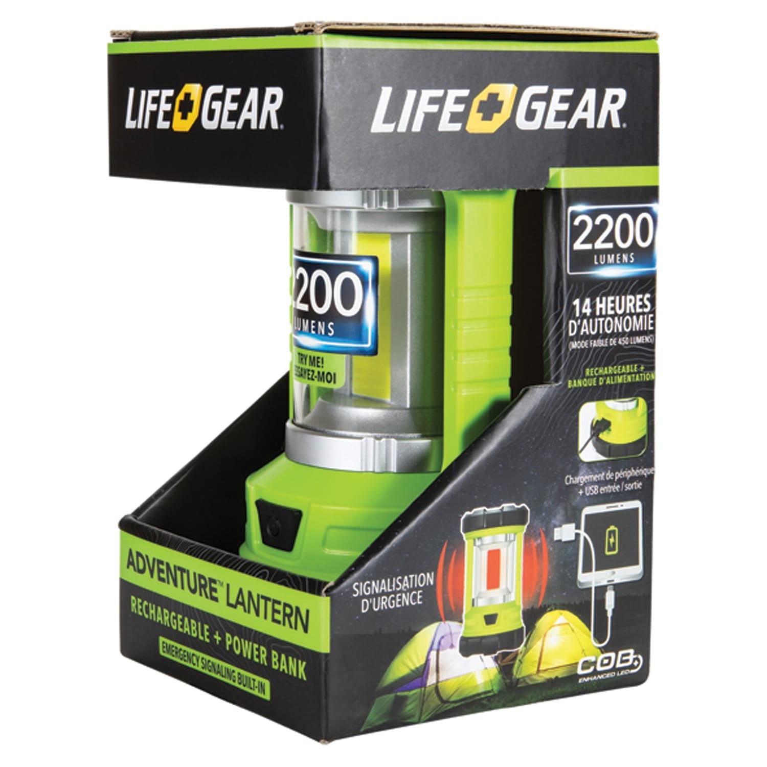 LifeGear 2200-Lumen USB Rechargeable Lantern and Power Bank