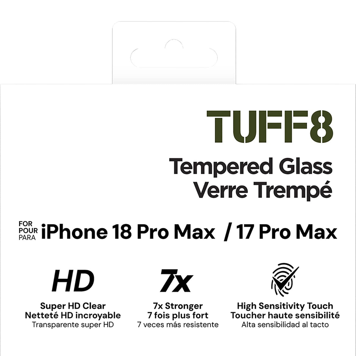 TUFF8 iPhone 18 Pro Max/17 Pro Max Tempered Glass Screen Protector