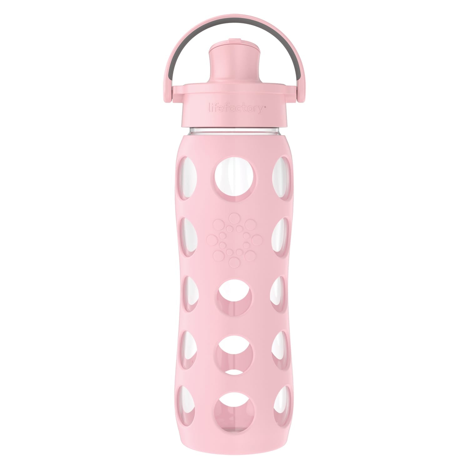 Lifefactory 22-Oz. Glass Water Bottle with Active Flip Cap and Protective Silicone Sleeve, Desert Rose