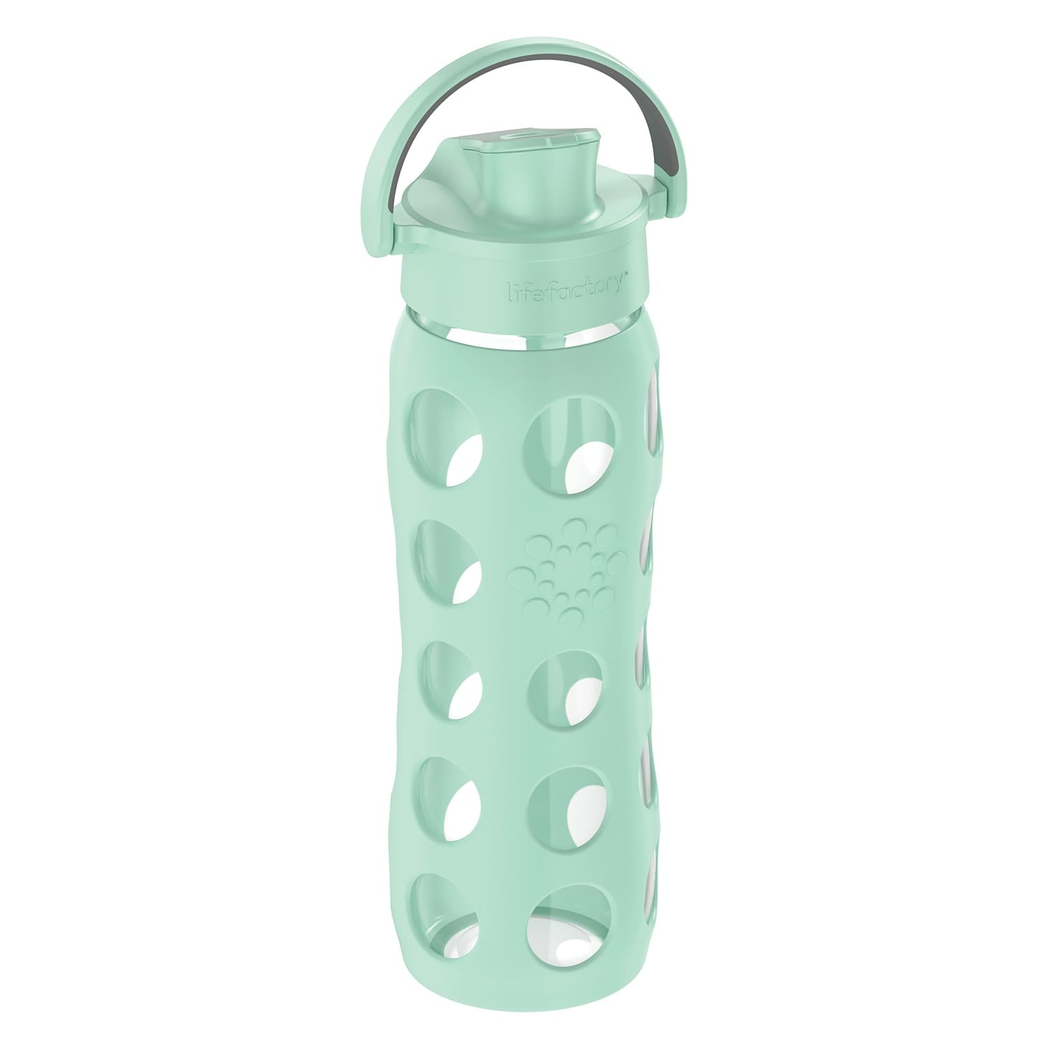 Lifefactory 22-Oz. Glass Water Bottle with Active Flip Cap and Protective Silicone Sleeve, Mint