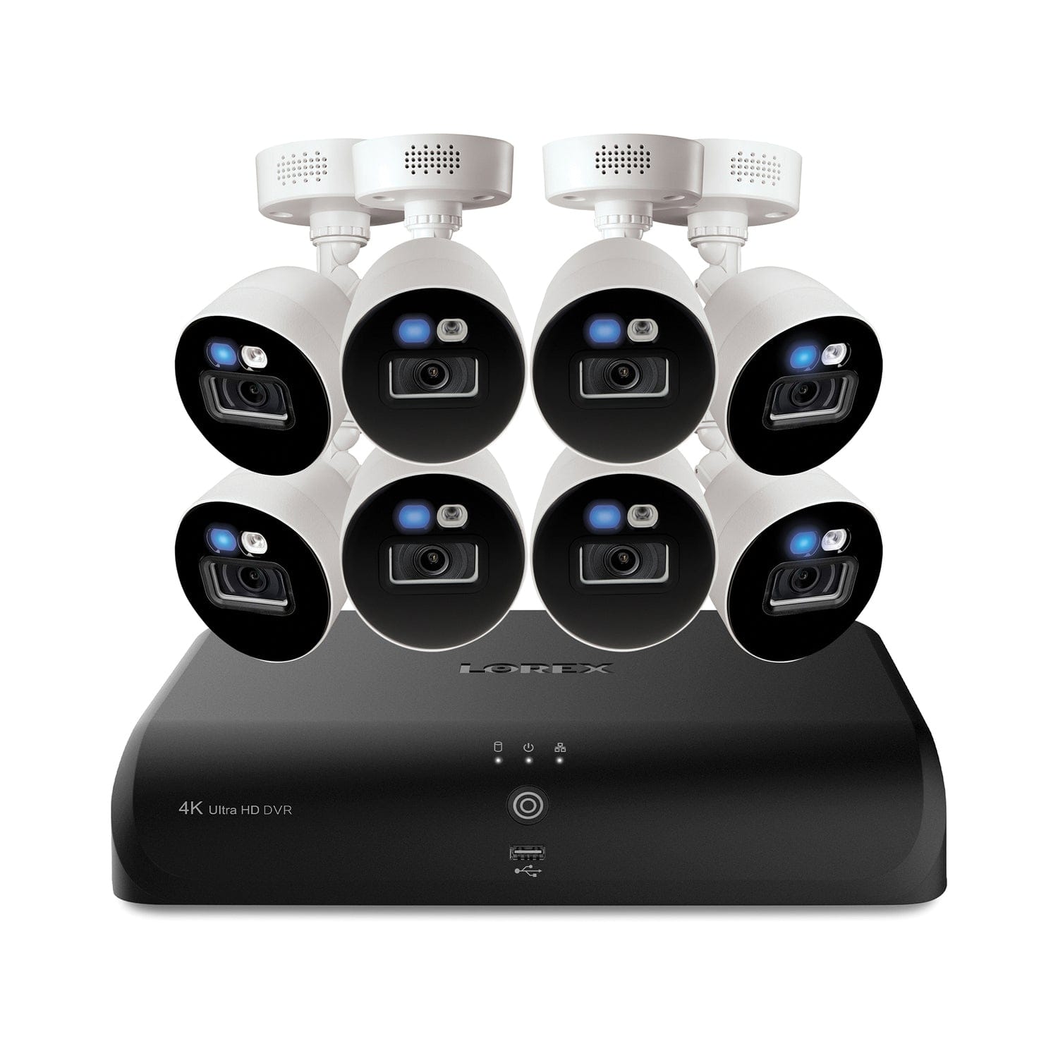 Lorex Fusion 4K 8.0-MP 12-Camera-Capable, 8 Wired, 4 Fusion Wi-Fi 2-TB DVR System with Wired Smart Deterrence Cameras, 8 Cameras