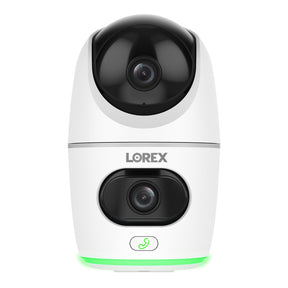 Lorex Wi-Fi 2K Dual-Lens Pan-Tilt-Digital Zoom Indoor Security Camera with Person and Animal Detection, White, W463AQD-E