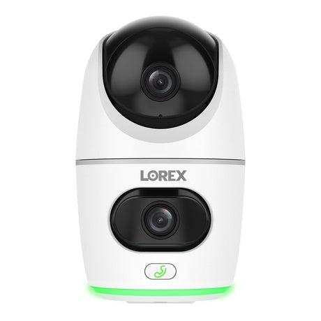 Lorex Wi-Fi 2K Dual-Lens Pan-Tilt-Digital Zoom Indoor Security Camera with Person and Animal Detection, White, W463AQD-E