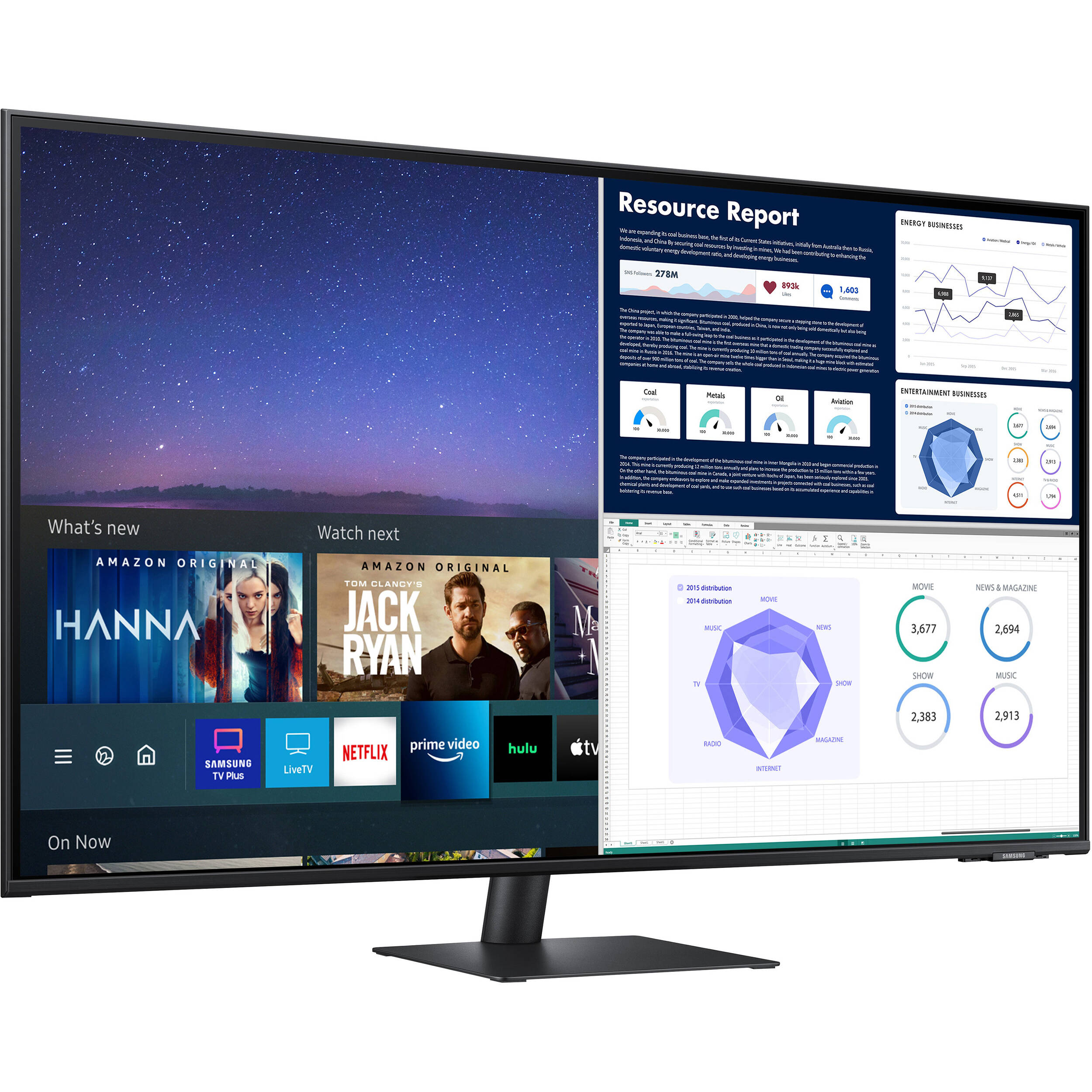 Samsung LS43AM700UNXZA 43" M7 4K 3840 x 2160 60Hz UHD Smart Monitor / Streaming TV - Certified Refurbished