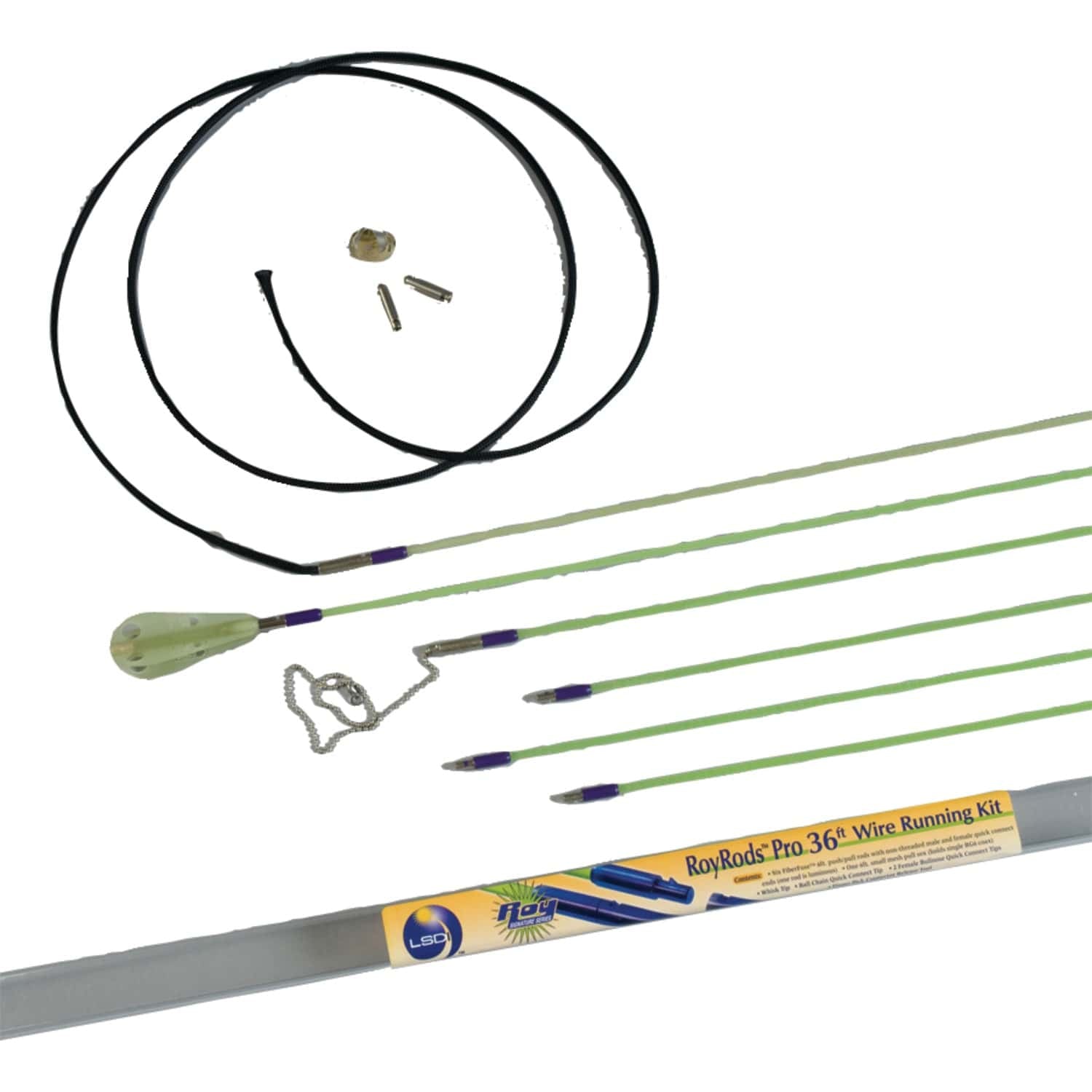 Labor Saving Devices 36-Ft. RoyRods Pro FiberFuse Quick-Connect Wire-Running Rod Kit
