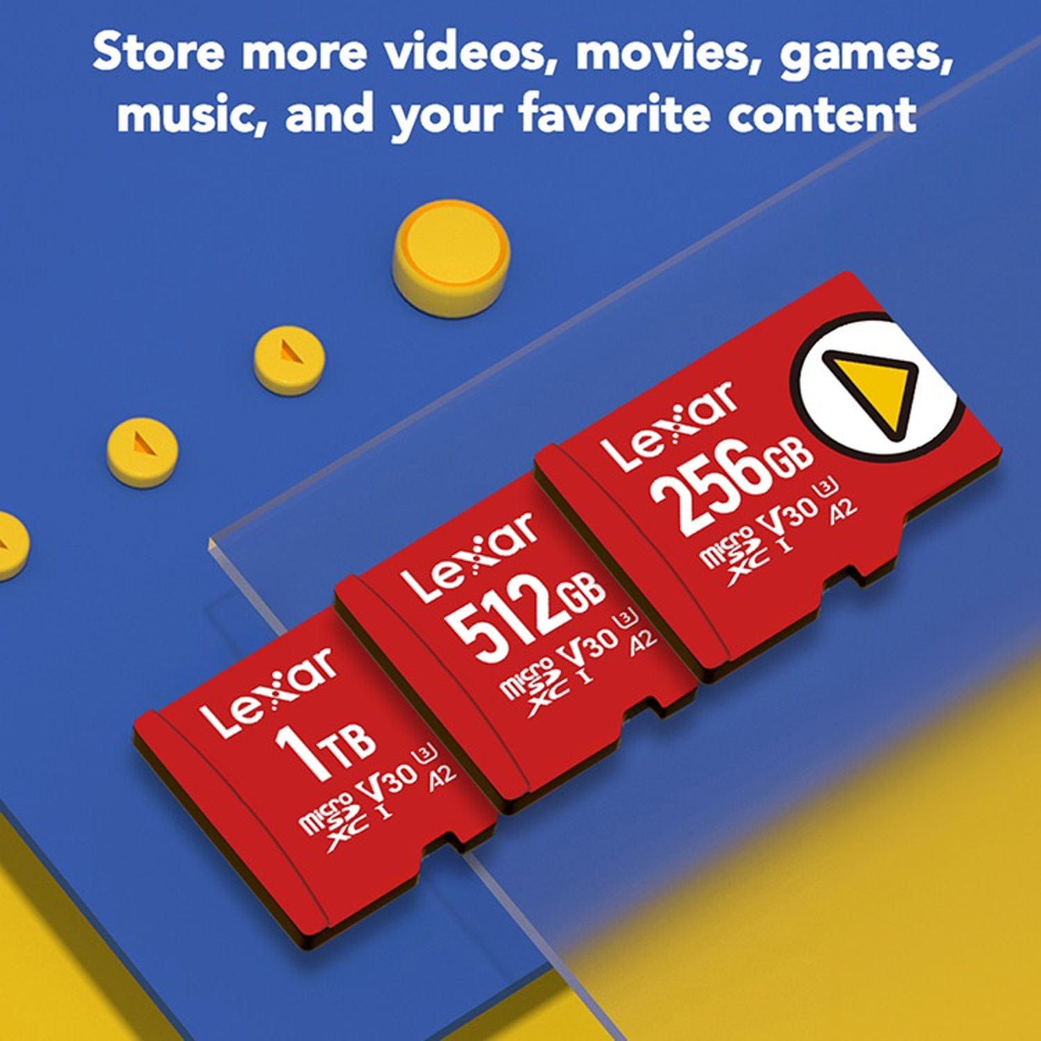 Lexar PLAY microSDXC UHS-I Class 10, U3, V30, and A2 Card, 256 GB